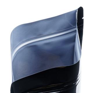 Standbodenbeutel mit Ovales Sichtfenster 110x185+65mm Schwarz